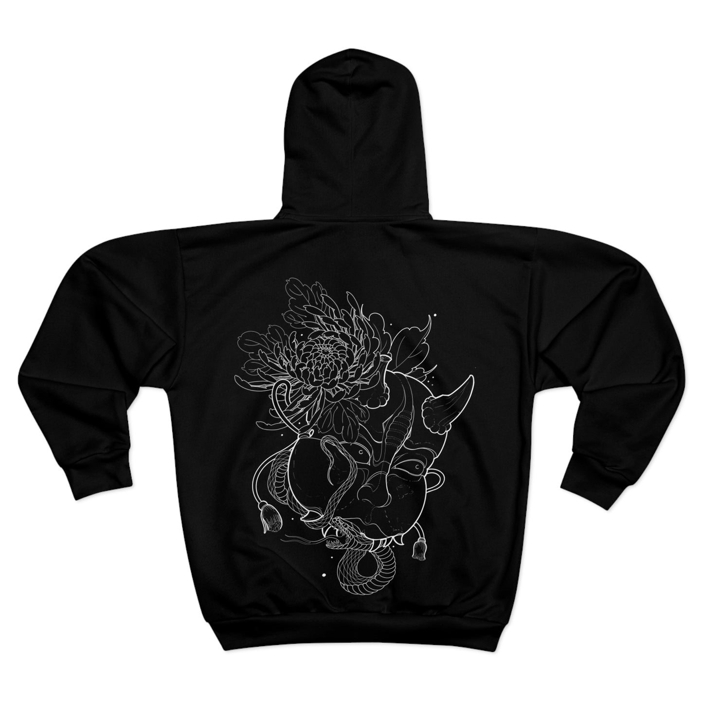 Mask and Chrysanthemum Zip Hoodie