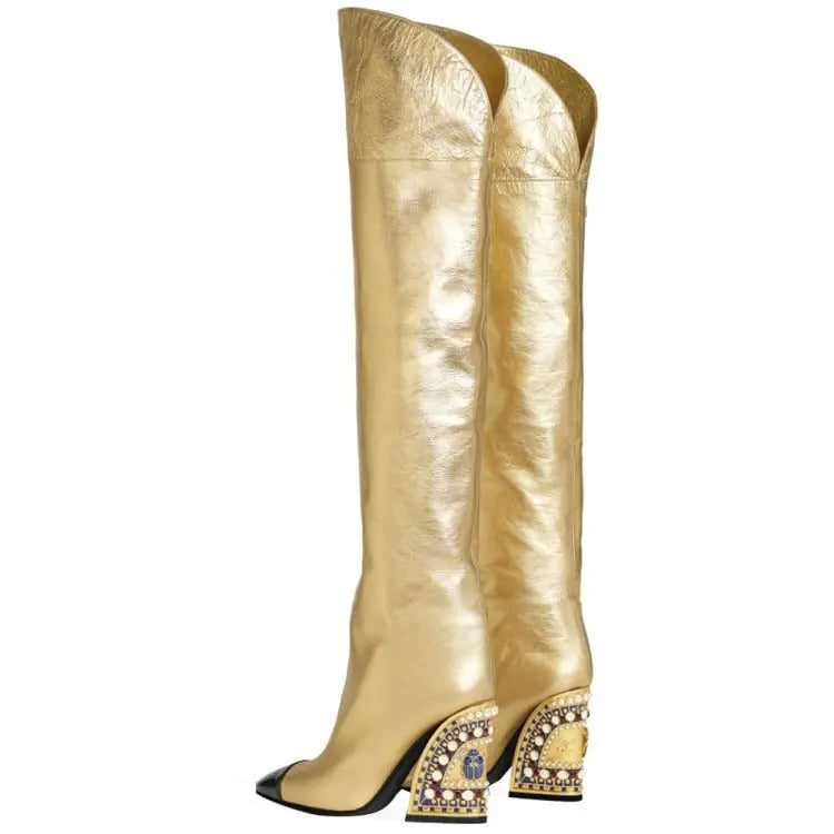 Bejeweled Wedge Boots