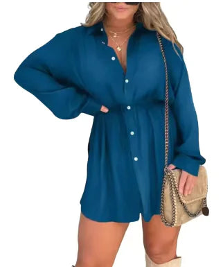 Women's V-Neck Lapel Romper Dress